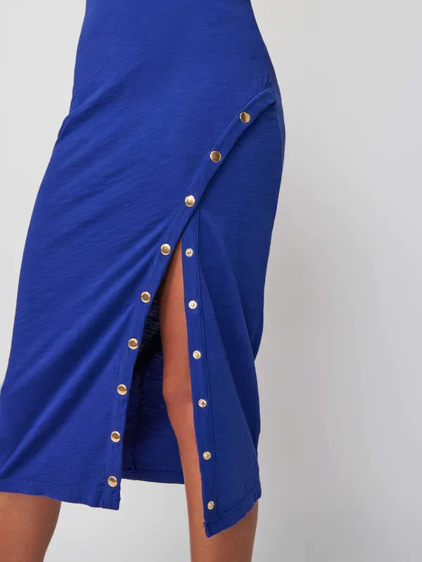 SEVAN DRESS WITH BUTTON DETAIL (COBALT) - NATION