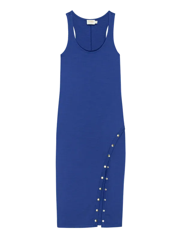 SEVAN DRESS WITH BUTTON DETAIL (COBALT) - NATION