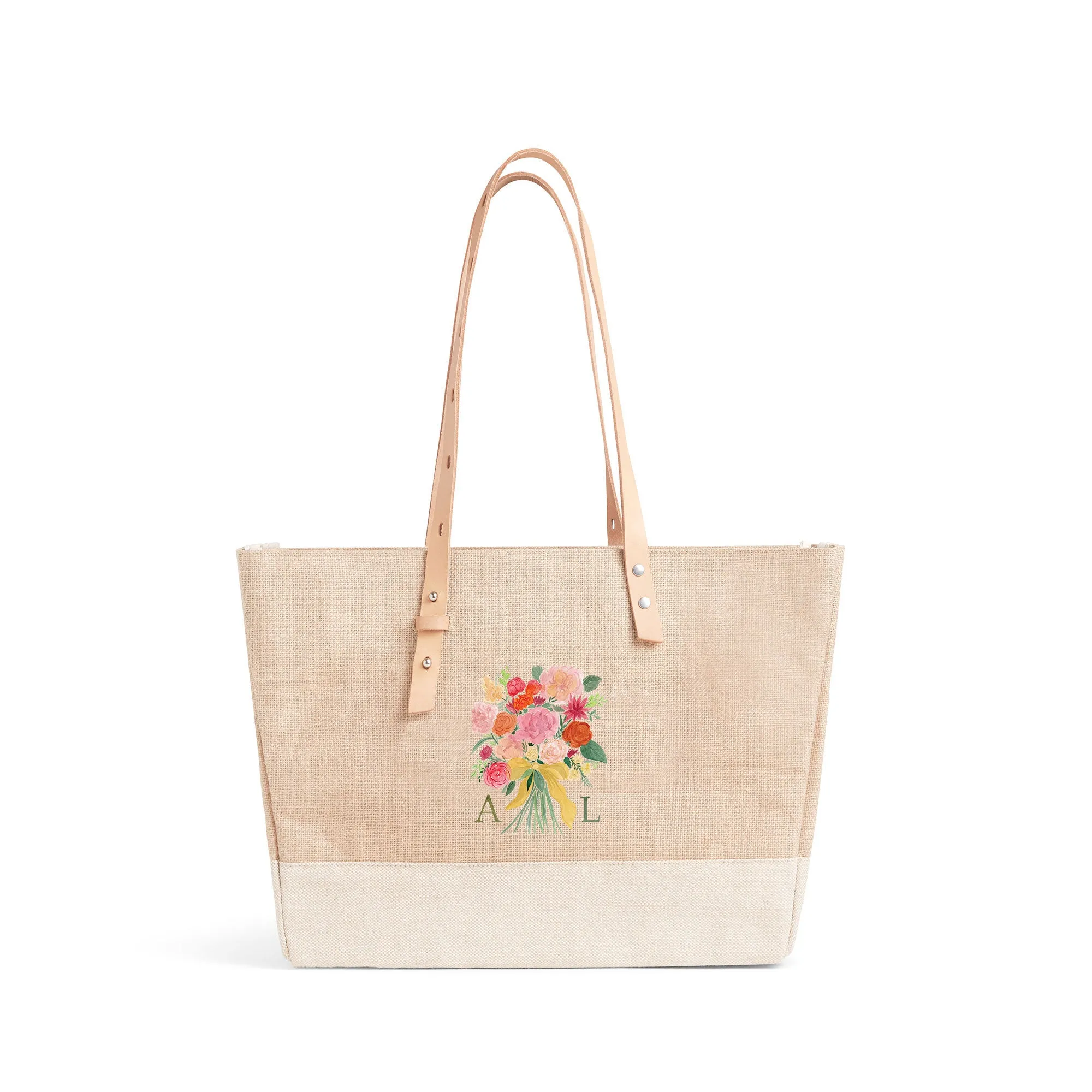 Shoulder Market Bag in Natural Bouquet by Amy Logsdon