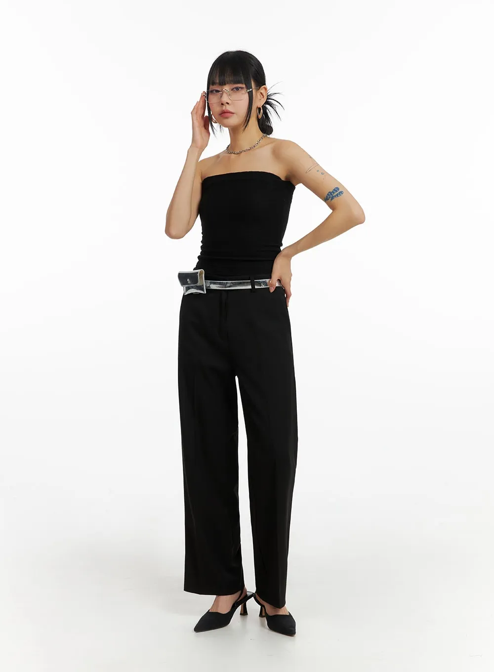 Solid Wide Trousers IM414