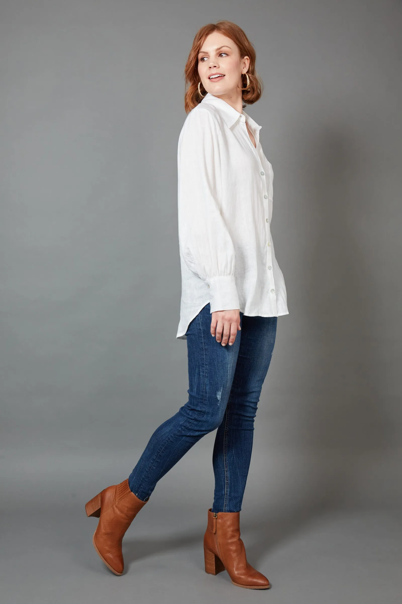 Studio Linen Shirt - White Salt