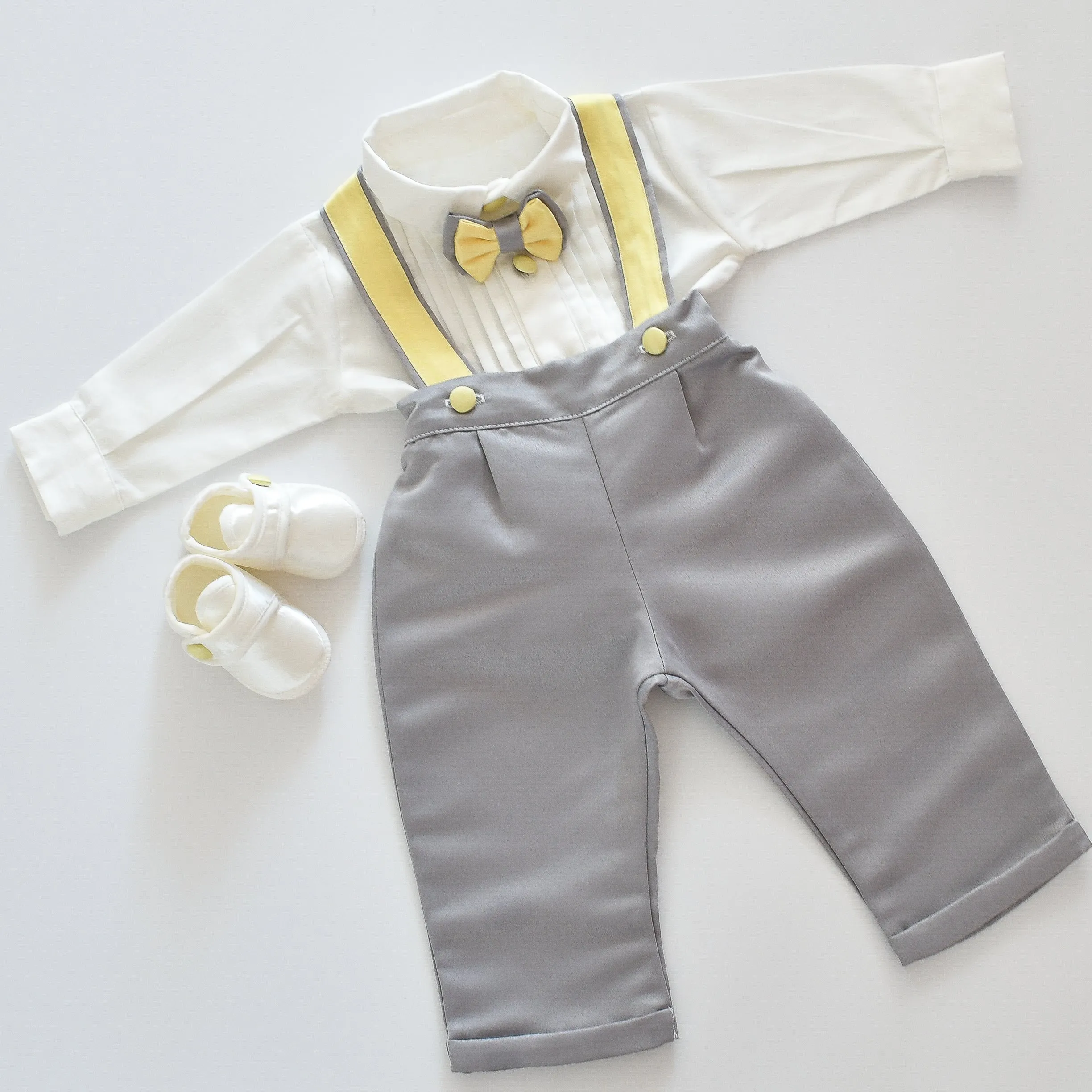 Suspenders Boy Set (Grey)