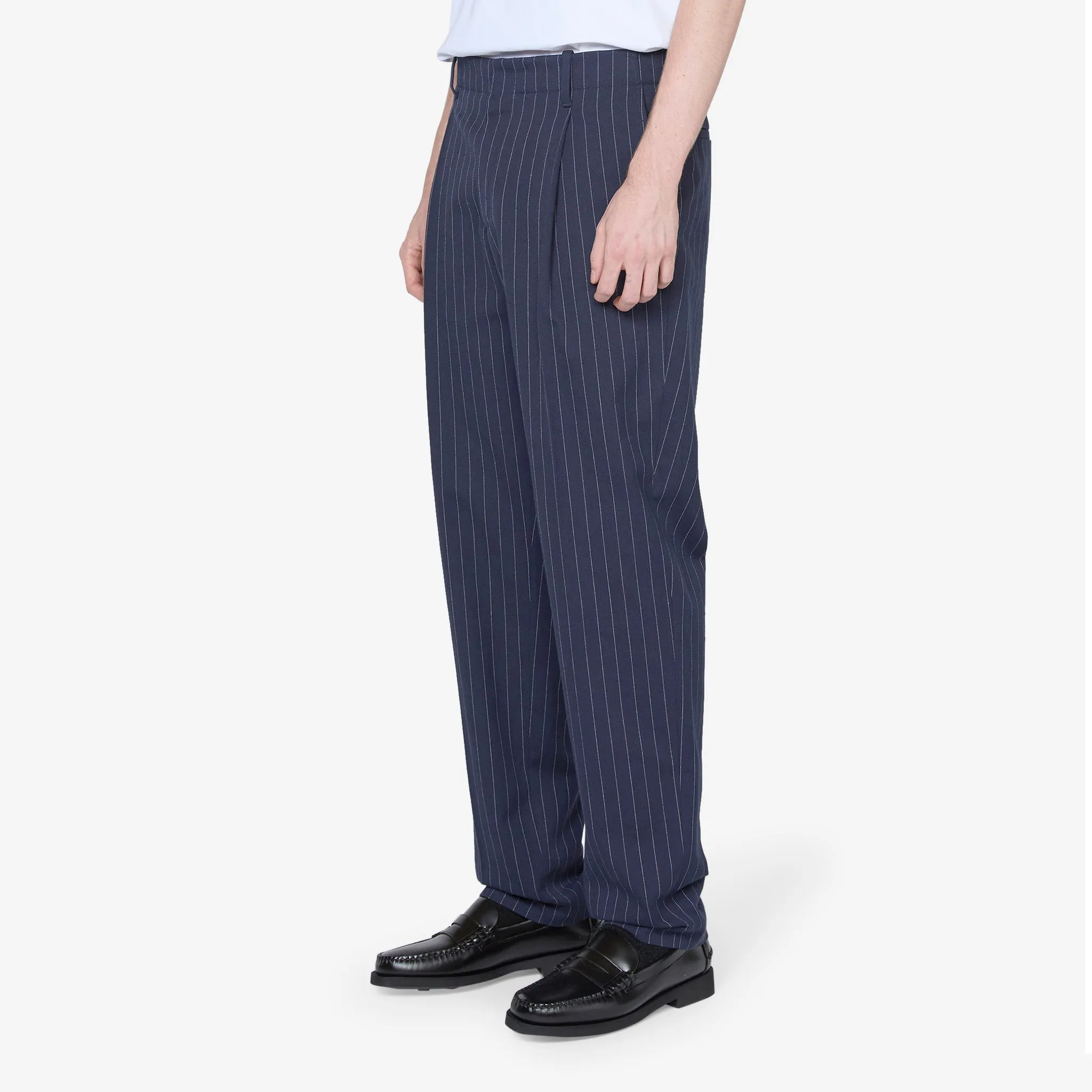 Tailored Pleated Pant Navy Stripes