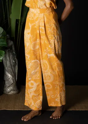 Tara Pleated Pant - Yellow Dragons