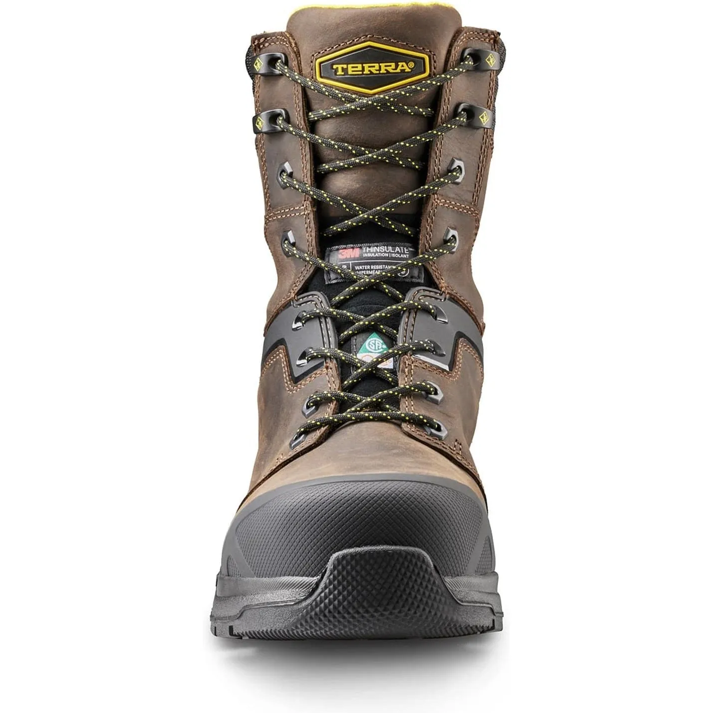 Terra Men's Carbine 8" Comp Toe WP Safety  Work Boot -Brown- 4TCRBN