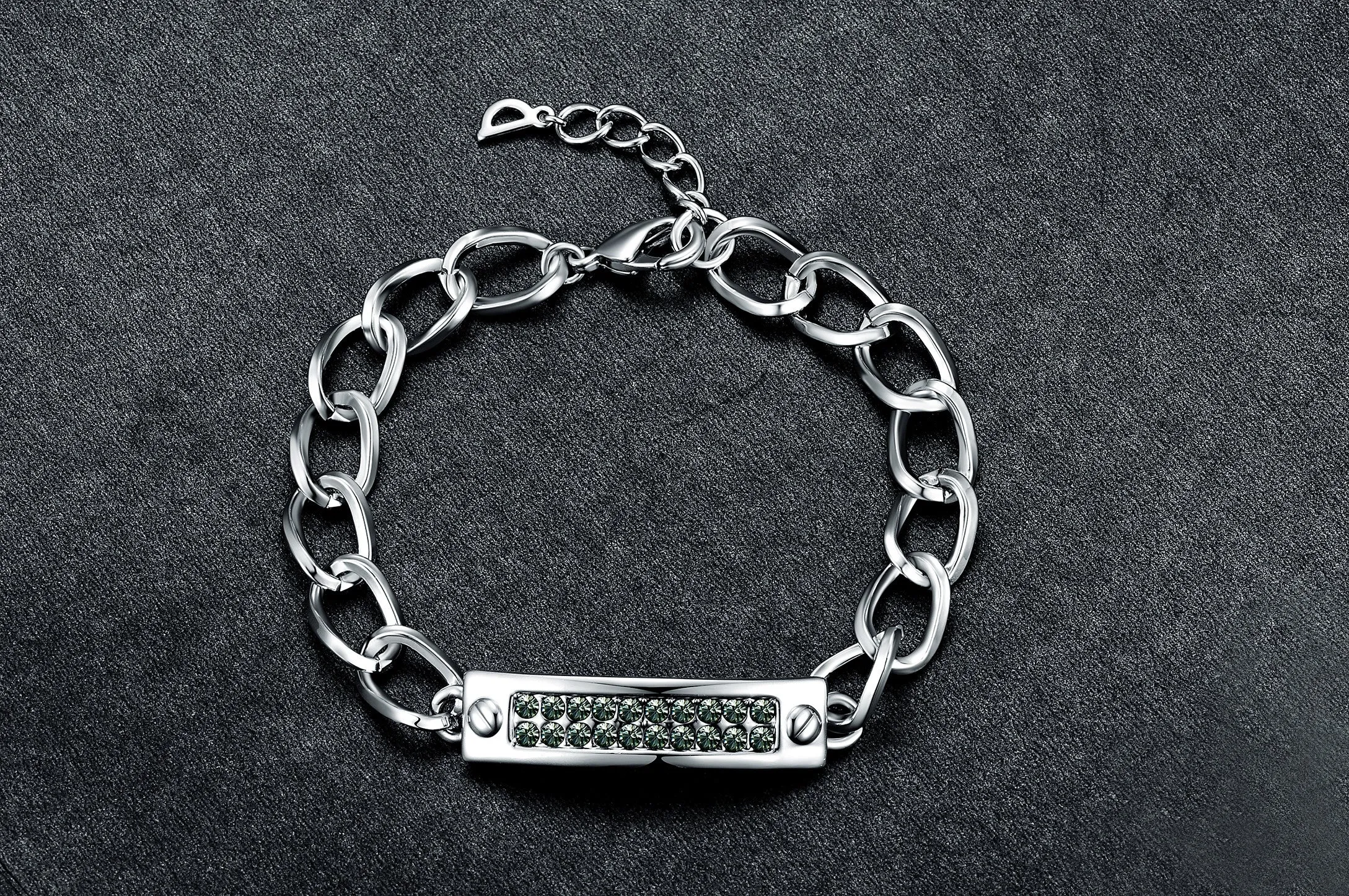 The small crystals in a big chain bracelet