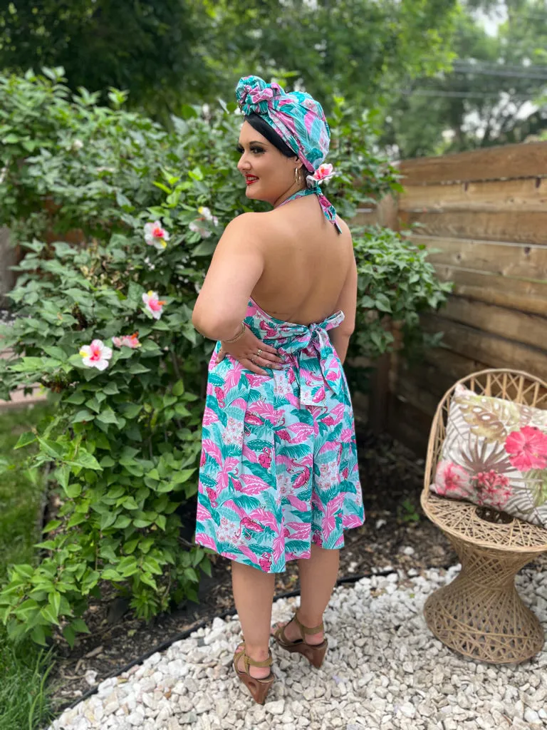 Tootie's Summer Playsuit & Turban - Flamingo Print