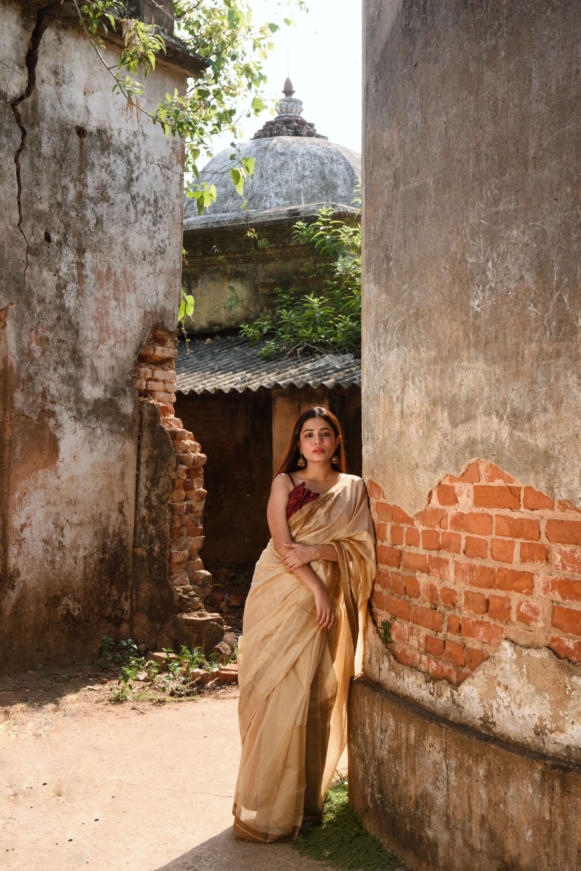 Utsav silk cotton saree - Dahlia