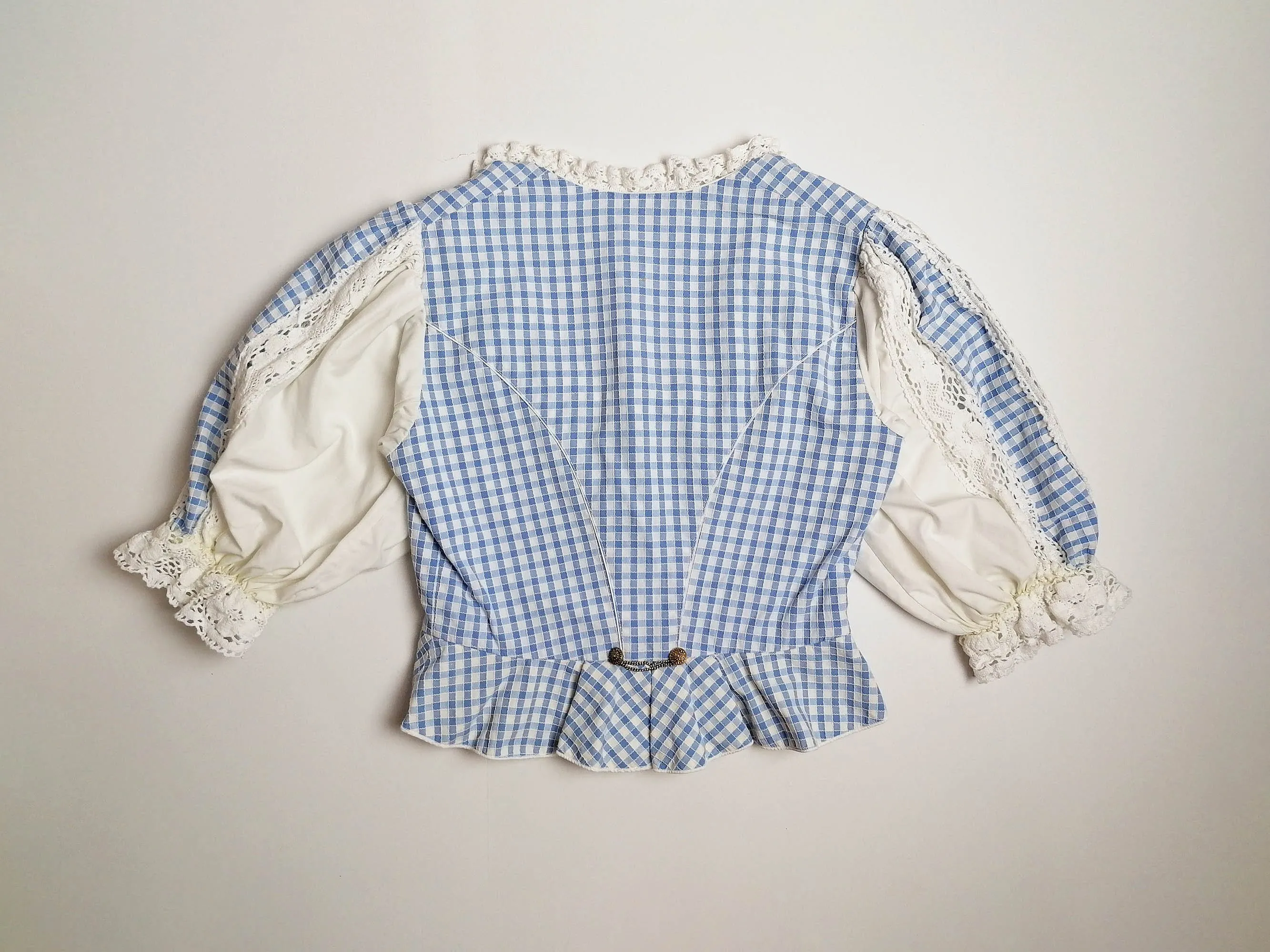 Vintage 80's Blue Gingham Bavarian Set - size S