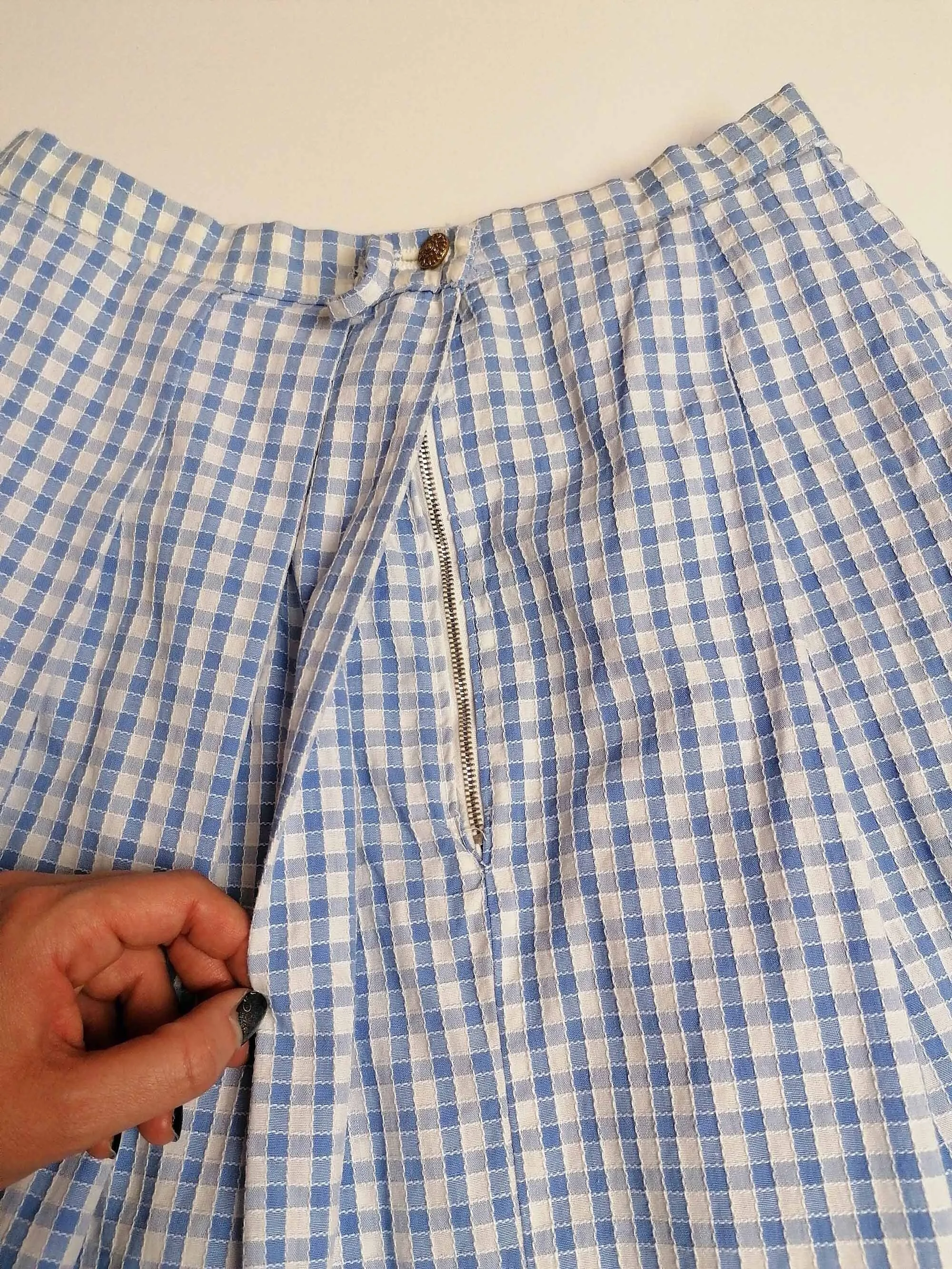 Vintage 80's Blue Gingham Bavarian Set - size S