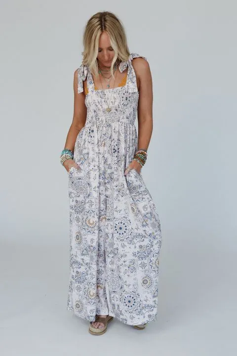 Whimsical Bloom Wide Leg Jumpsuit - Ivory