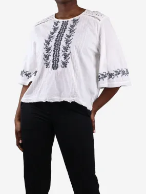 White embroidered blouse - size UK 12