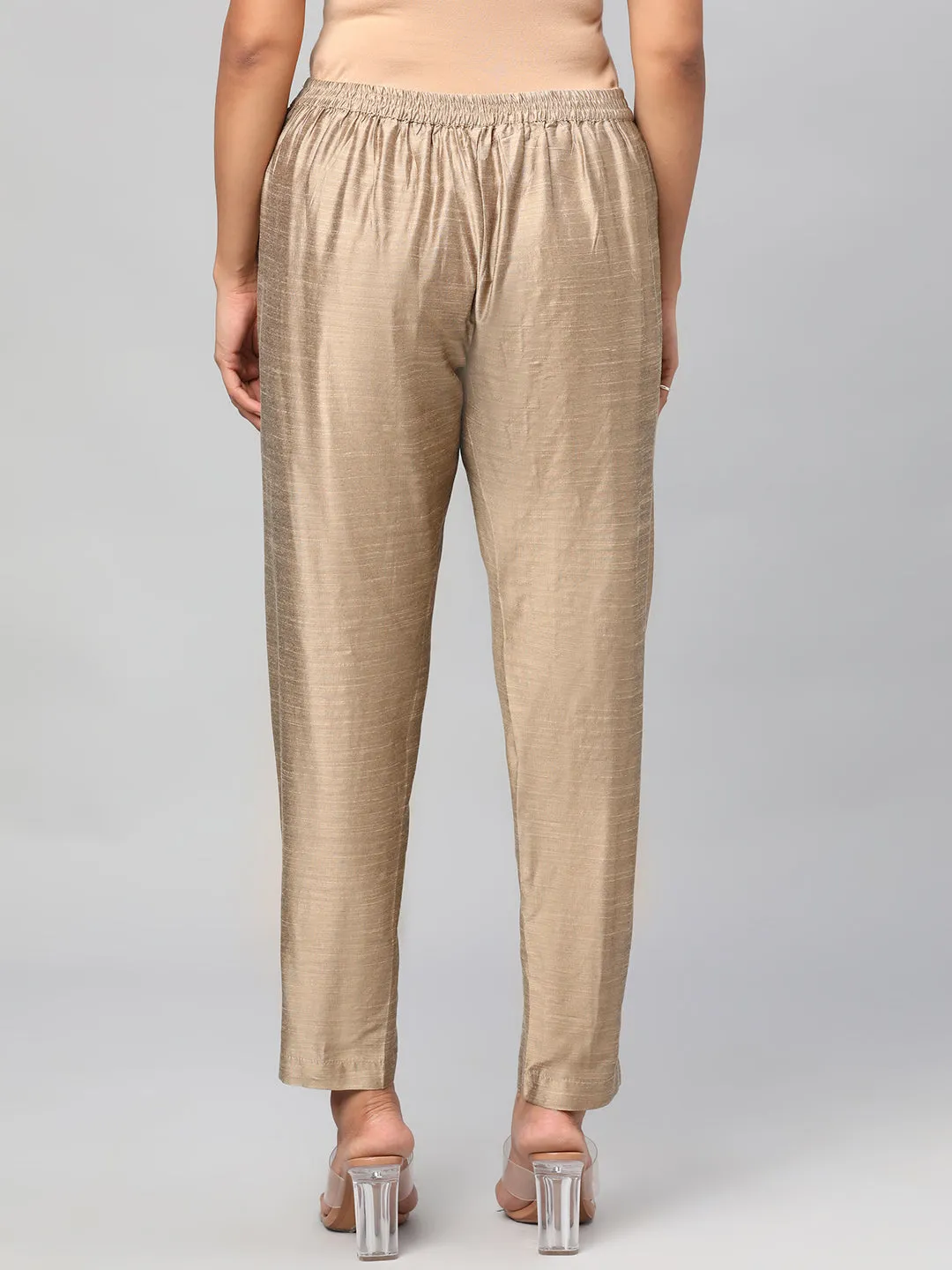 Women Beige Solid Trouser