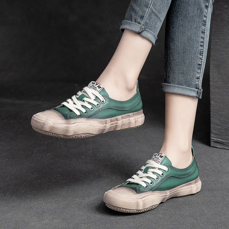 Women Spring Summer Leather Flat Casual Shoes