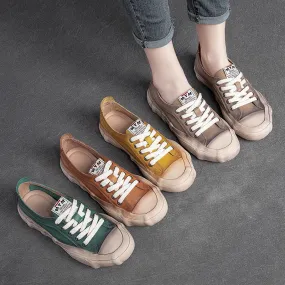 Women Spring Summer Leather Flat Casual Shoes