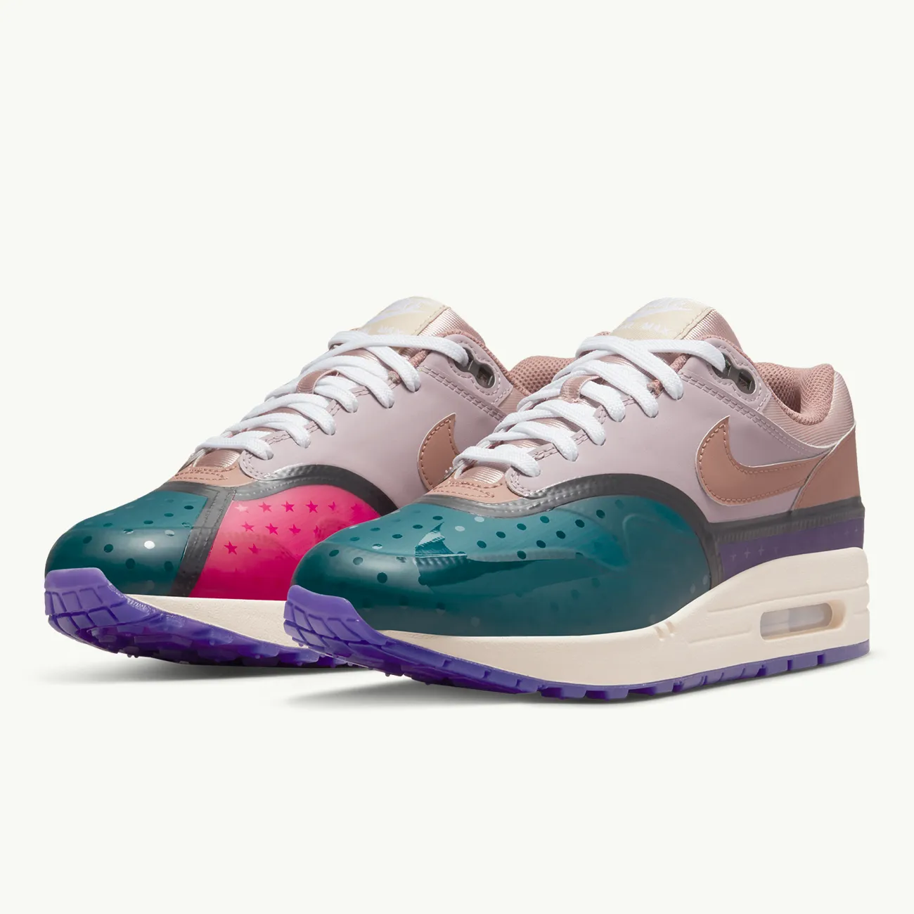 WOMENS AIR MAX 1 PRM PLUM FOG FOSSIL ROSE PINK OXFORD