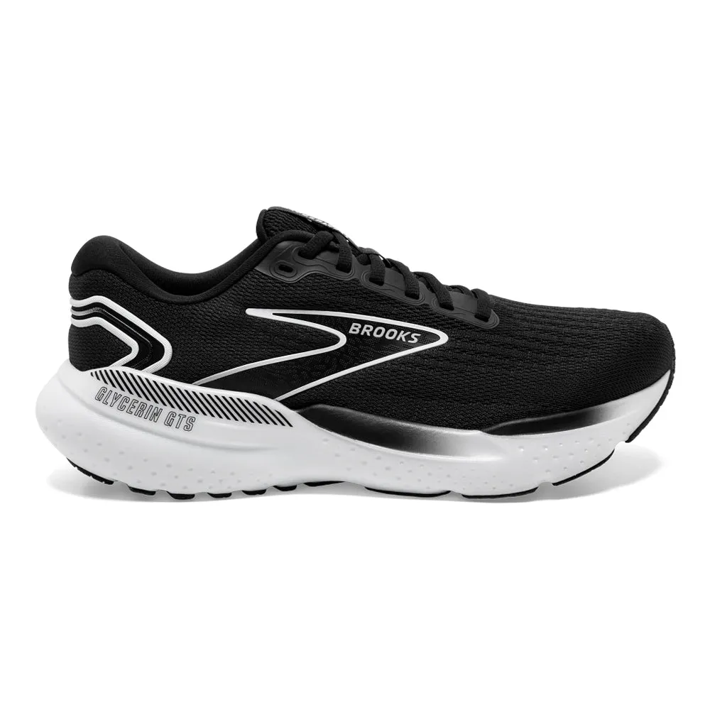 Women's Brooks Glycerin GTS 21, Black/Grey/White, 10.5 D Wide