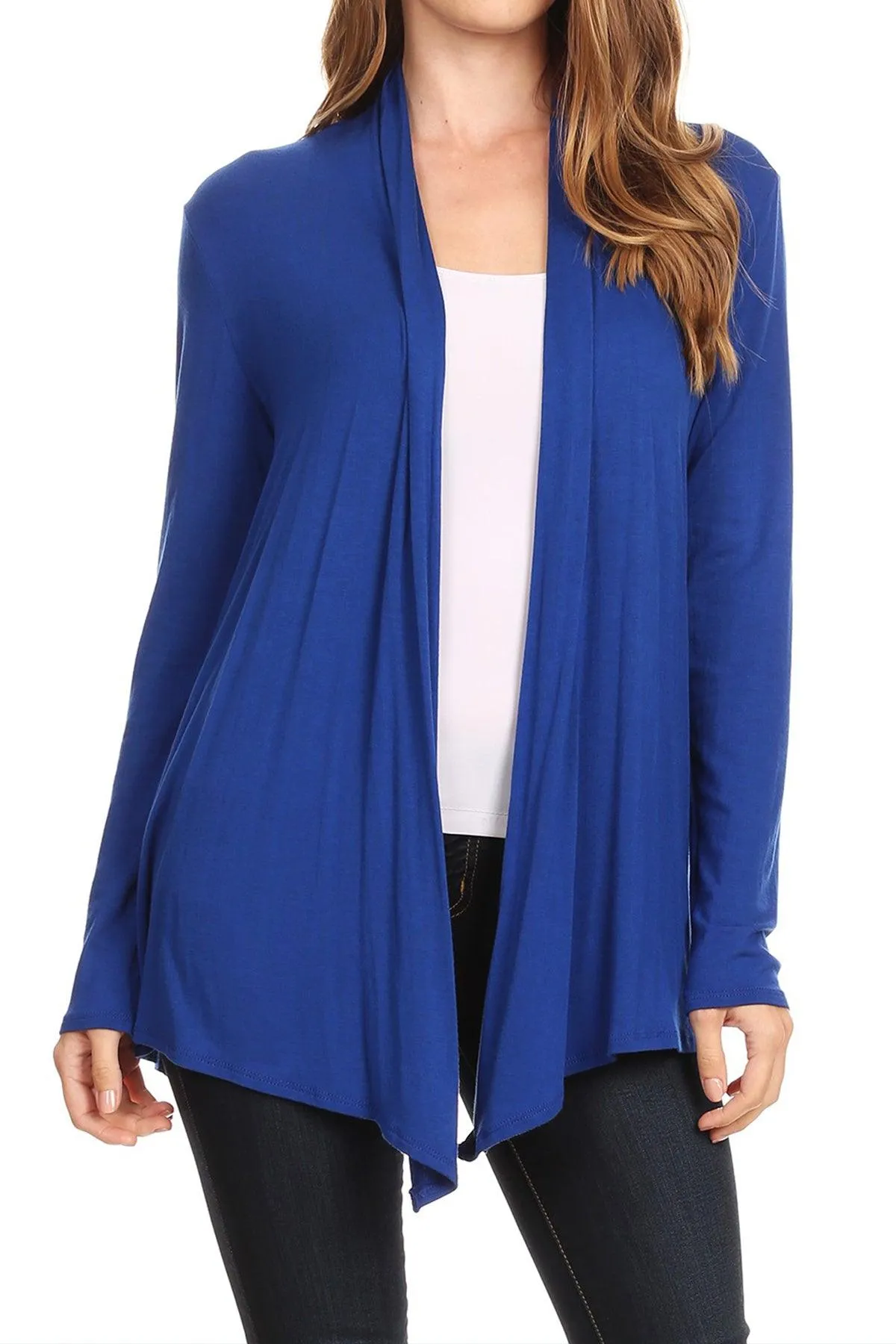 Women's Lightweight Soft Long Sleeves Relaxed Fit Open Front Solid Cardigan