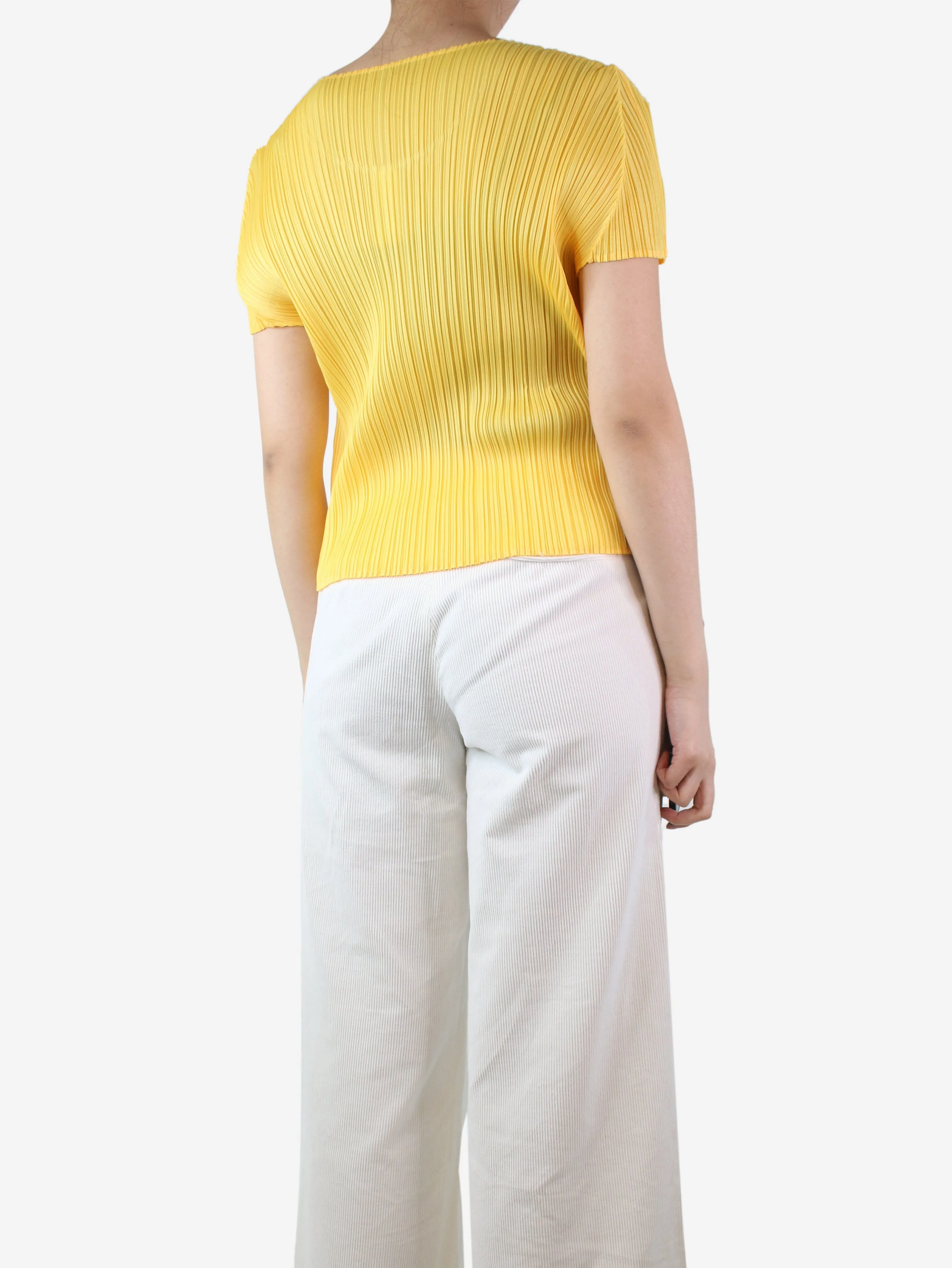 Yellow pleated top - size UK 10