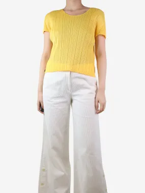 Yellow pleated top - size UK 10